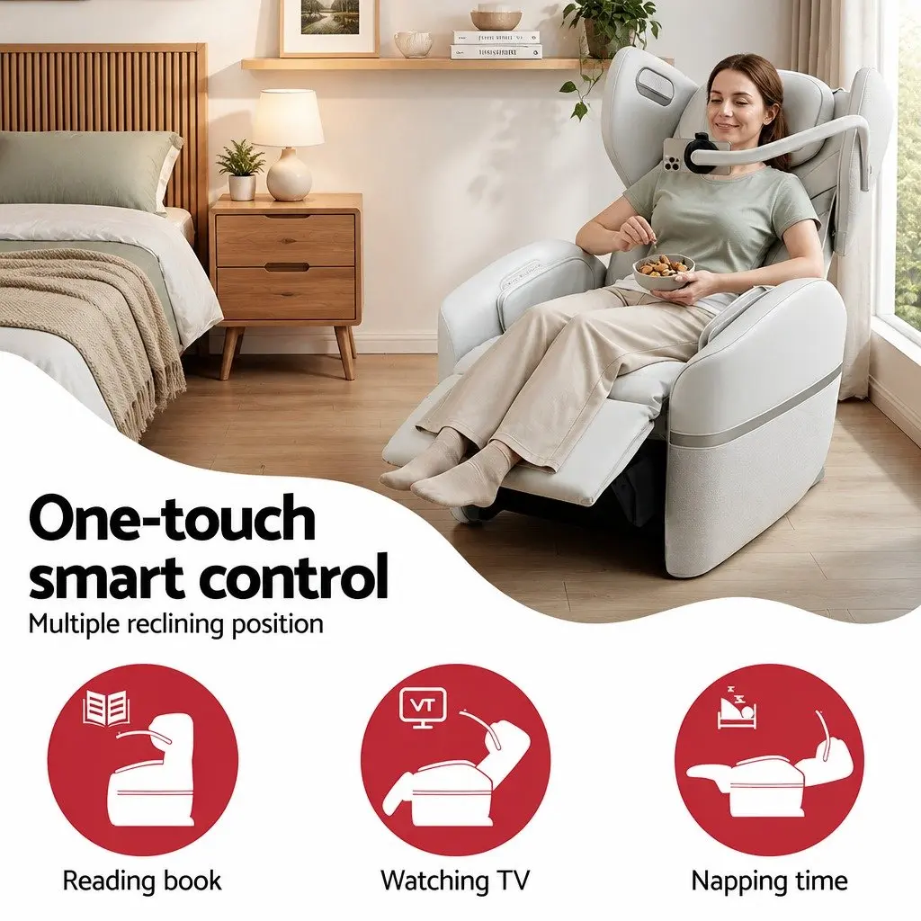 Massage Chair Beige Electric Vibration Recliner Zero Gravity Home Relaxation