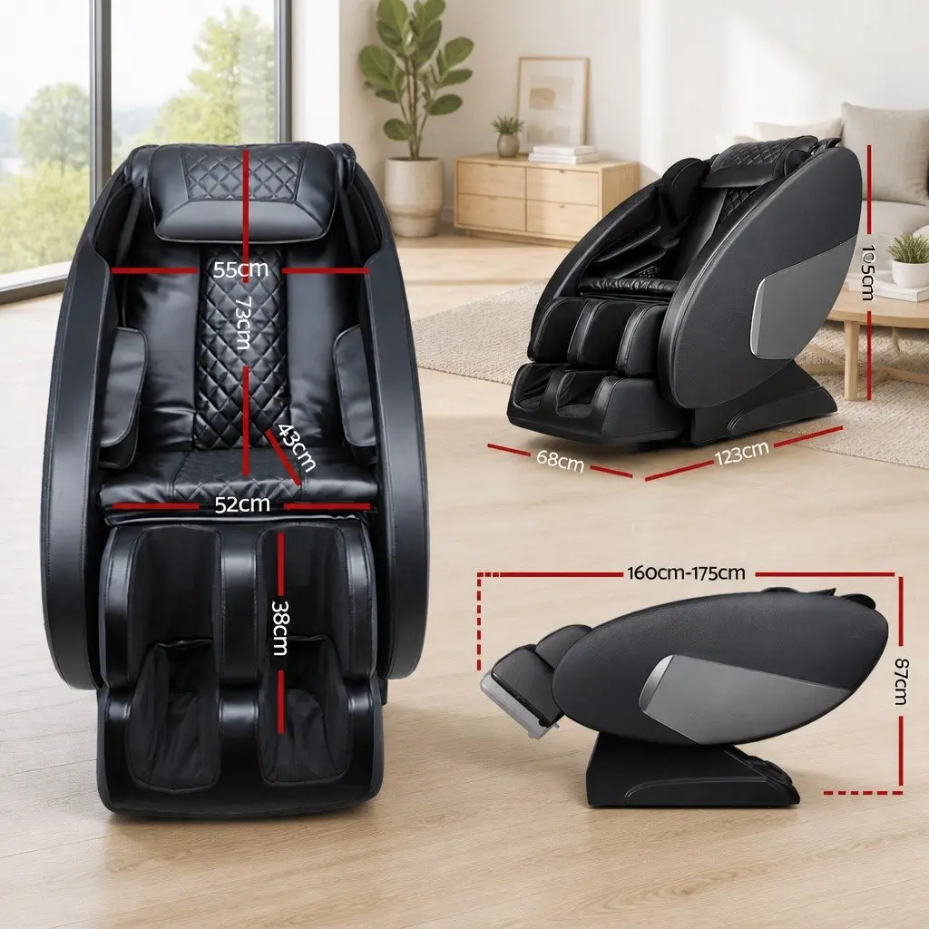 Electric Massage Chair Black Full Body Zero-Gravity Heated Home Therapy