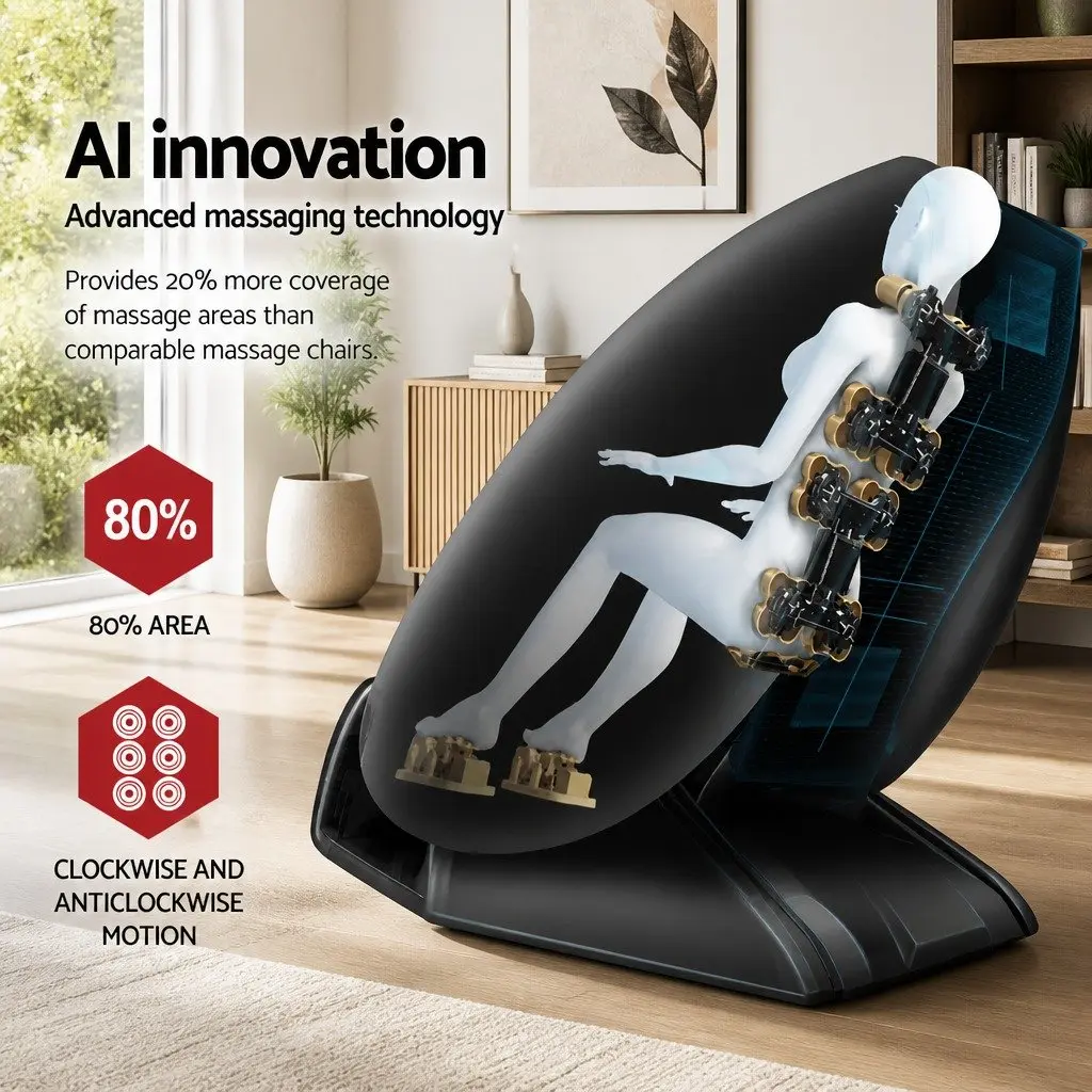 Electric Massage Chair Black Full Body Zero-Gravity Heated Home Therapy