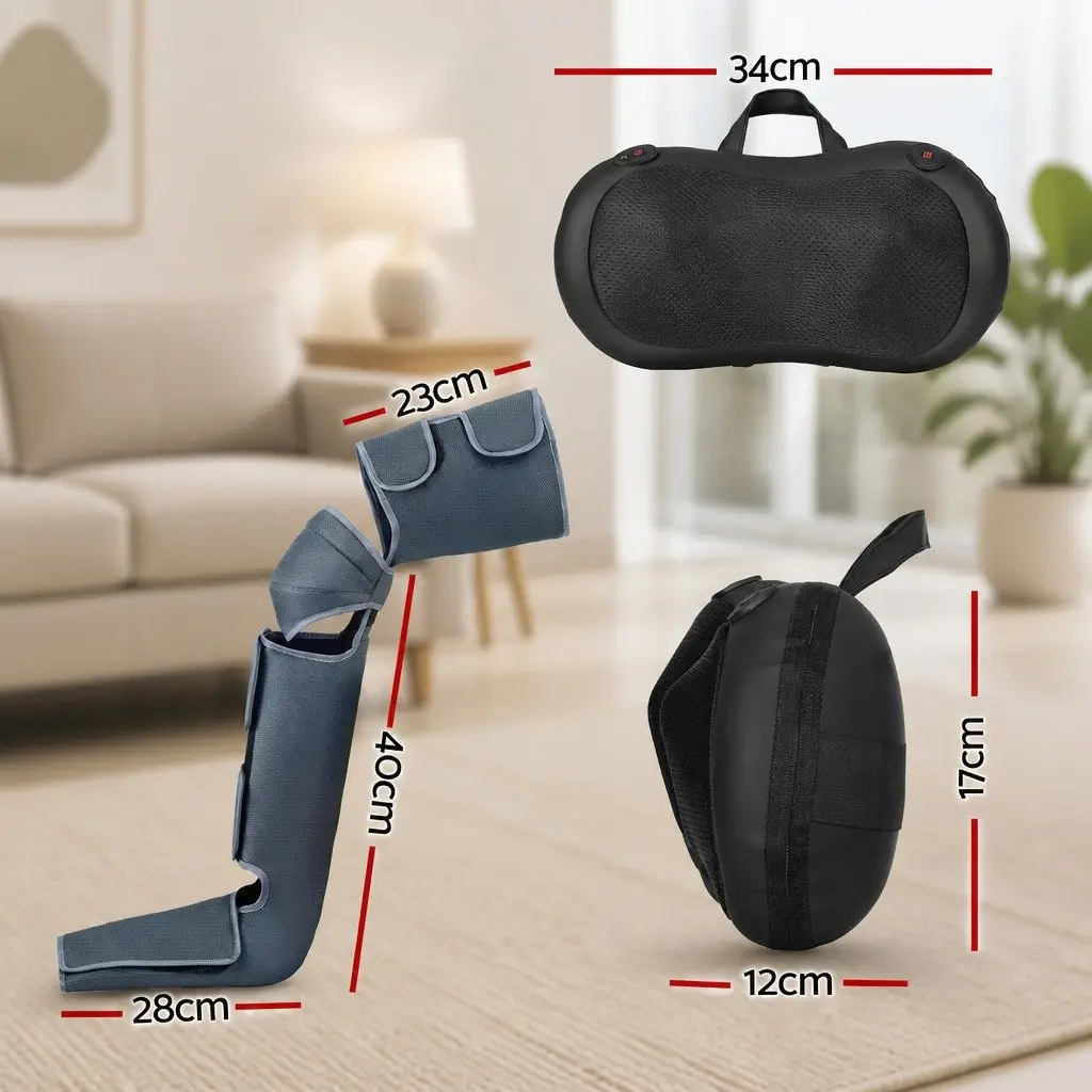 Leg Foot Massager Bundle Air Compression Shiatsu Neck Massager with Heat Portable Use