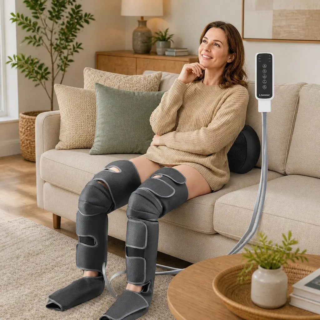 Leg Foot Massager Bundle Air Compression Shiatsu Neck Massager with Heat Portable Use