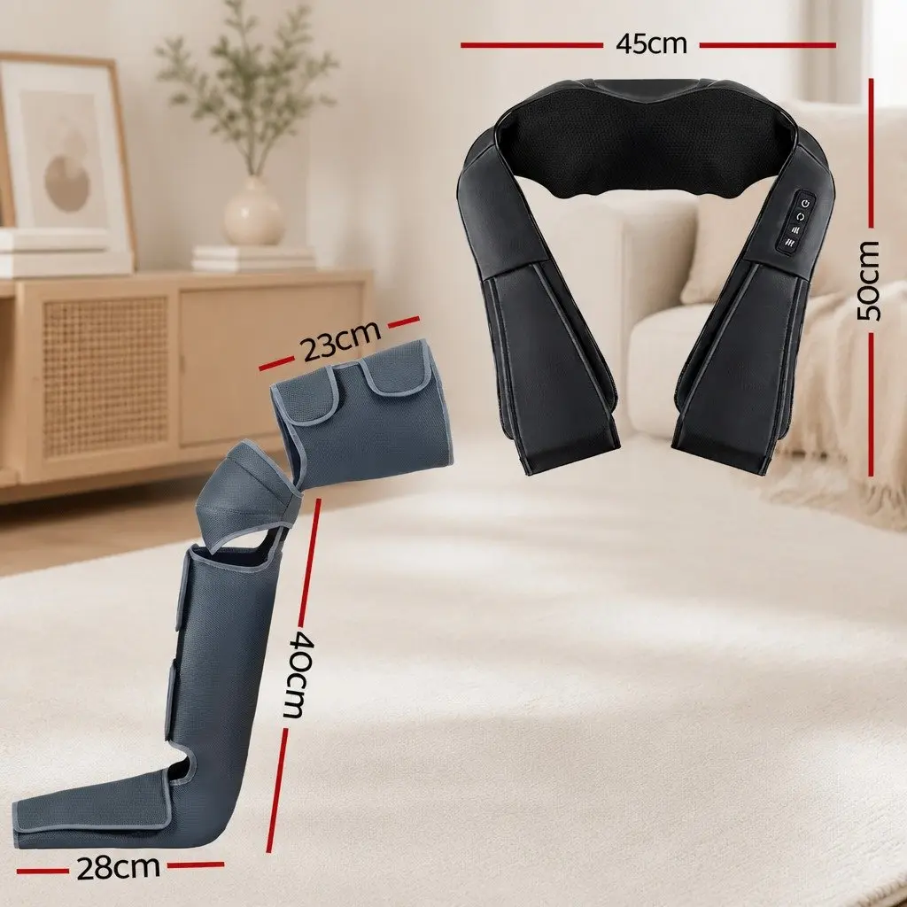 Leg Massager Neck Massager Black Heating Adjustable Intensity Air Compression Shiatsu Relaxation