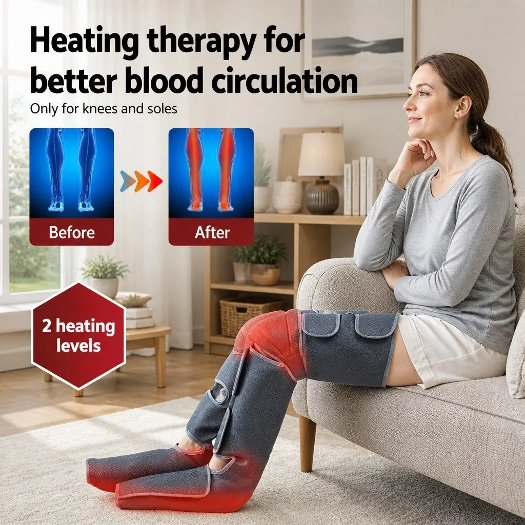 Leg Massager Neck Massager Black Heating Adjustable Intensity Air Compression Shiatsu Relaxation