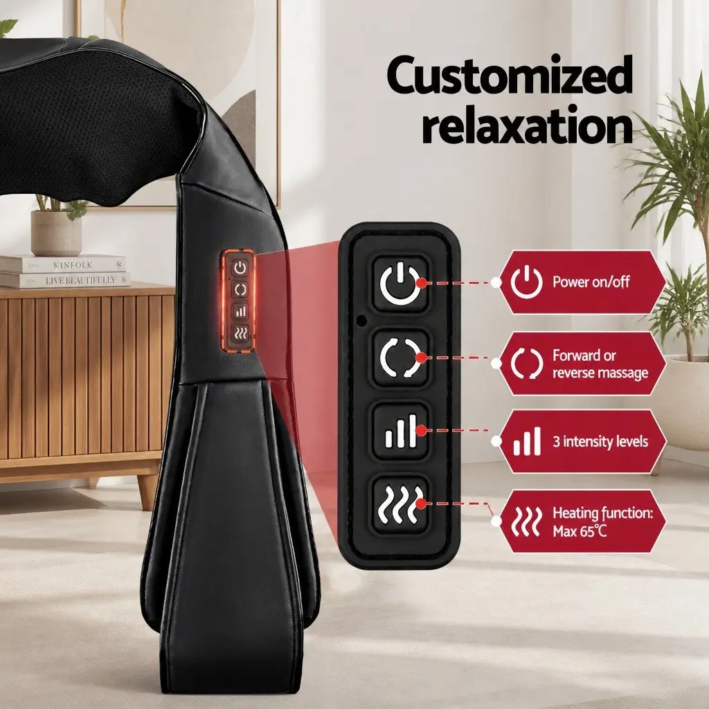 Leg Massager Neck Massager Black Heating Adjustable Intensity Air Compression Shiatsu Relaxation