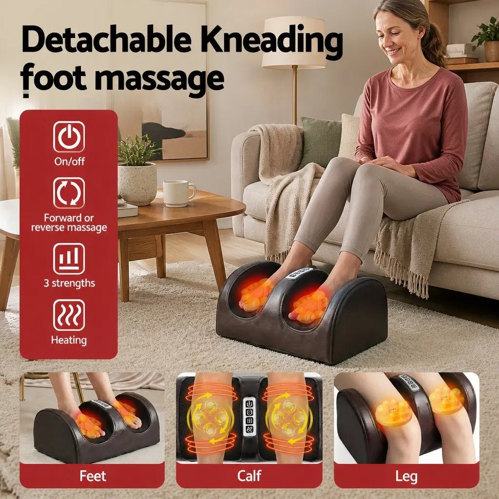 Full Body Massage Mat Brown 166cm Kneading Neck Foot Massager Heated Vibration Airbag