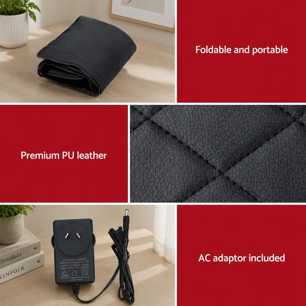 Full Body Massage Mat Black 170cm Heated Kneading Neck Lumbar Airbag Stretch Vibration