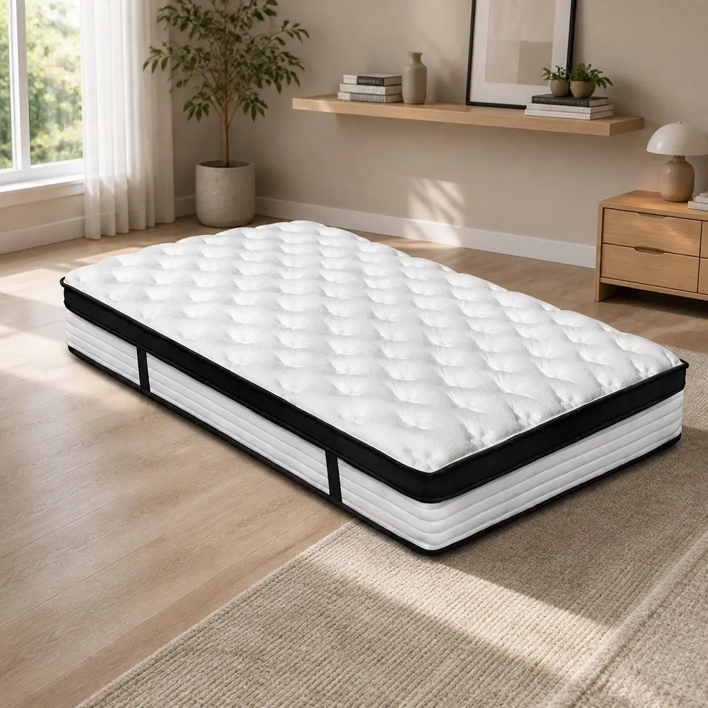 Single Mattress White 31cm Euro Top Plush Pocket Spring Medium Firmness