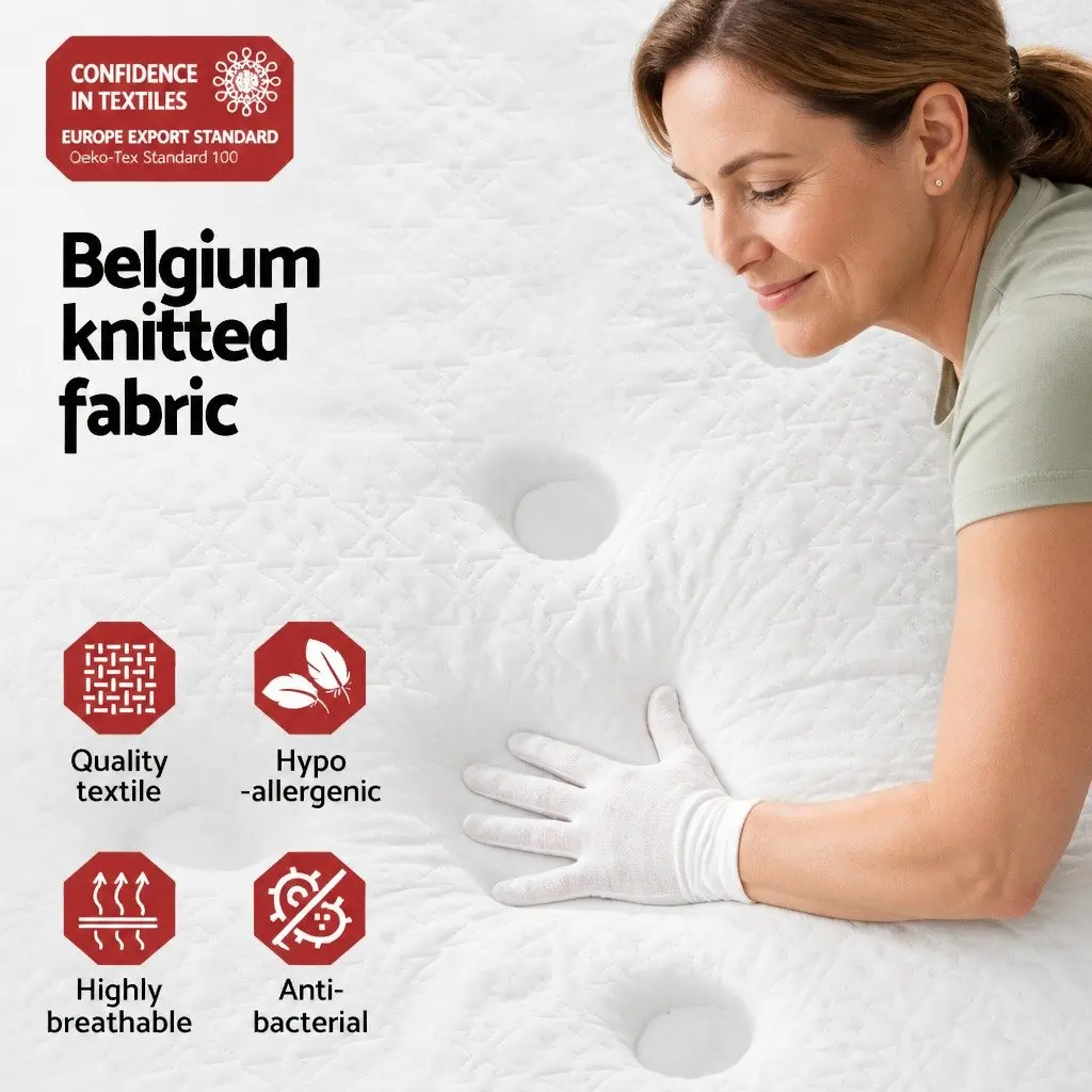 Queen Mattress White 21cm Medium Firm Bonnell Spring Euro Top Support