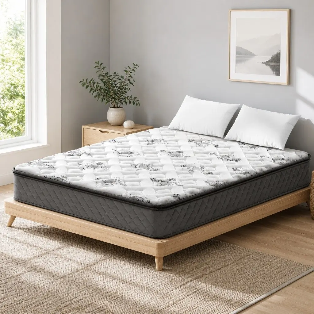 Double Mattress 24cm Pillow Top Quilted Medium Firm Bonnell Spring Coil System