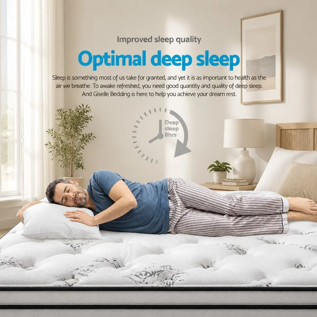 Single Mattress 24cm Pillow Top Medium Firm Bonnell Spring Coil System Grey