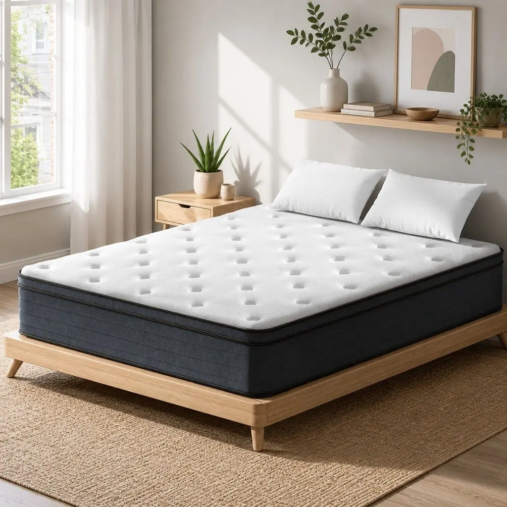 King Size Mattress White 34cm Thick Euro Top Medium Firm Support Pocket Spring