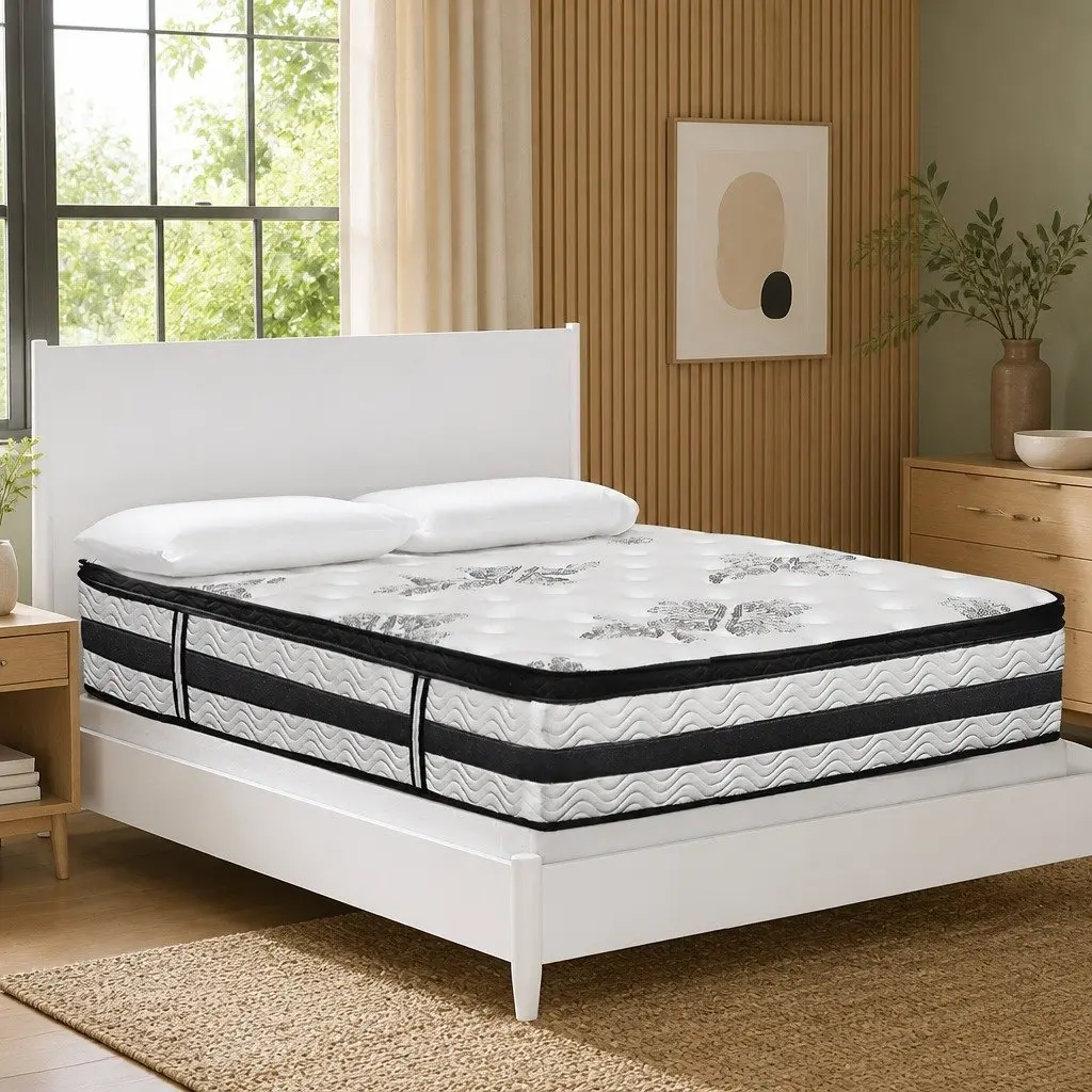 Super King Mattress White 34cm Euro Top Pocket Spring Medium Firm Support