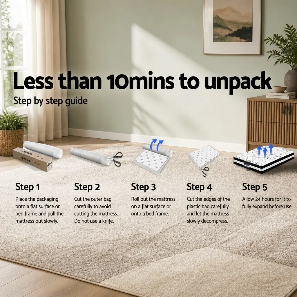 Super King Mattress White 34cm Euro Top Pocket Spring Medium Firm Support