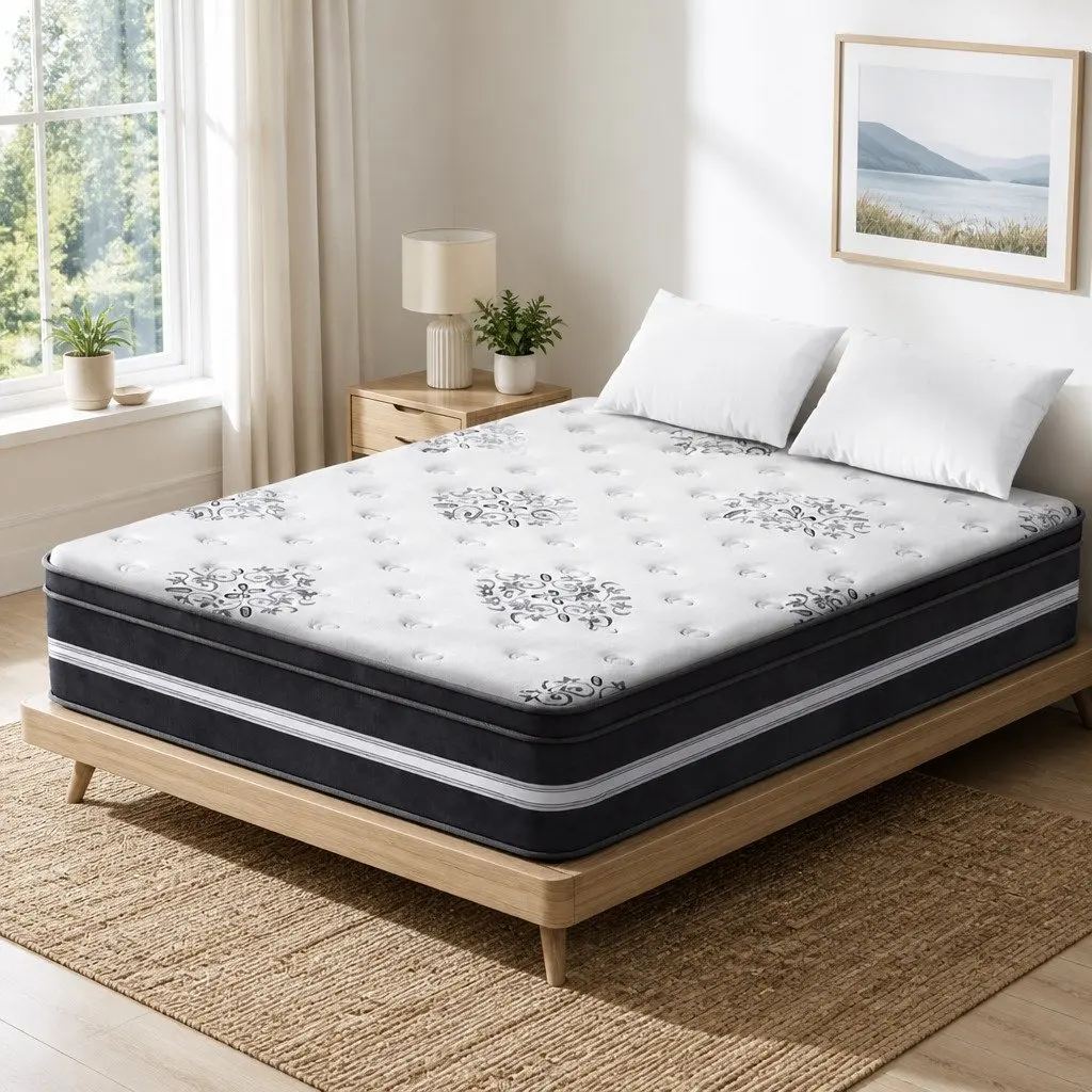 Queen Mattress White 34cm Euro Top Cool Gel Memory Foam Medium Firm Support Pocket Spring