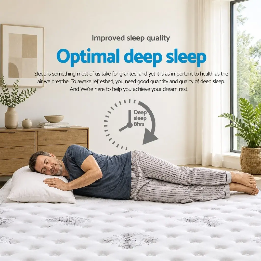 Queen Mattress White 34cm Euro Top Cool Gel Memory Foam Medium Firm Support Pocket Spring