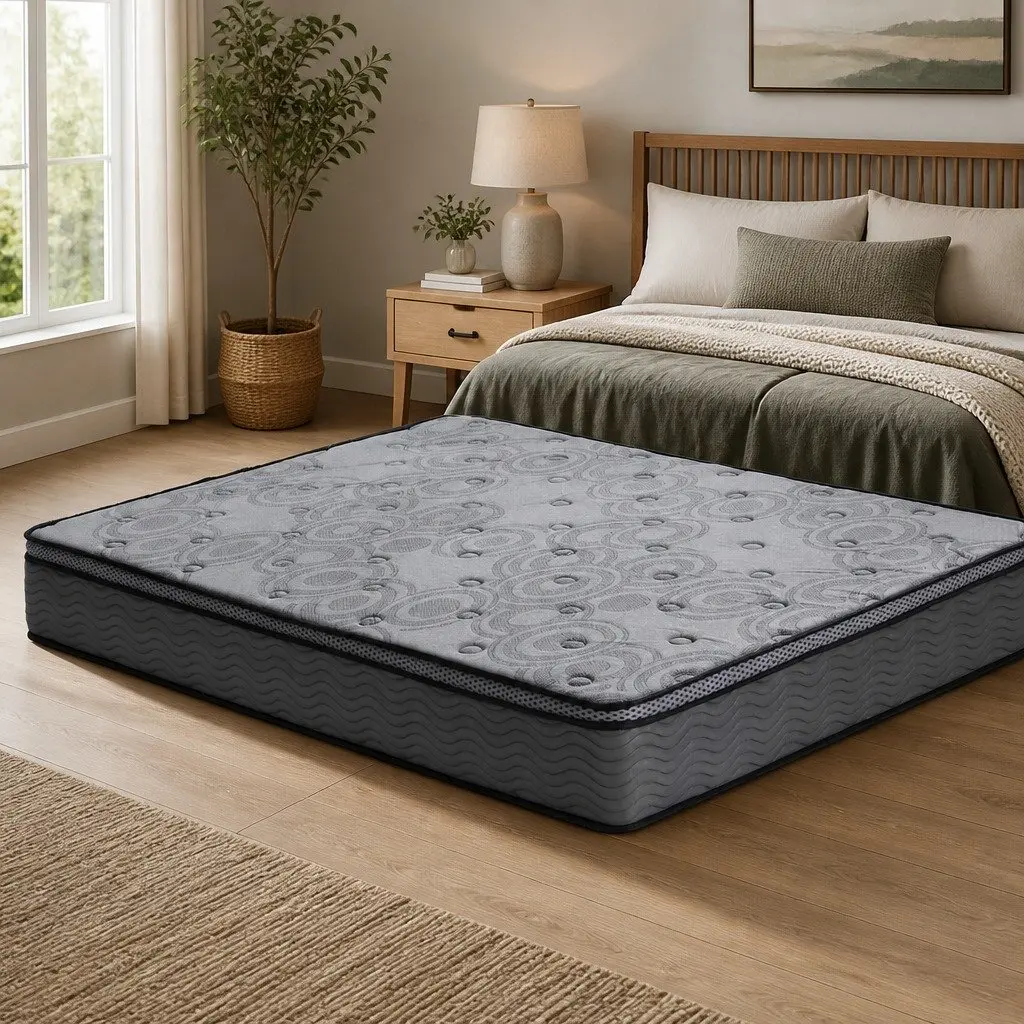 King Size Mattress Grey 26cm Euro Top Medium Firm Pocket Spring Memory Foam