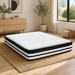 Queen Mattress 27cm Euro Top Pocket Spring Bed Medium Firmness Sleep