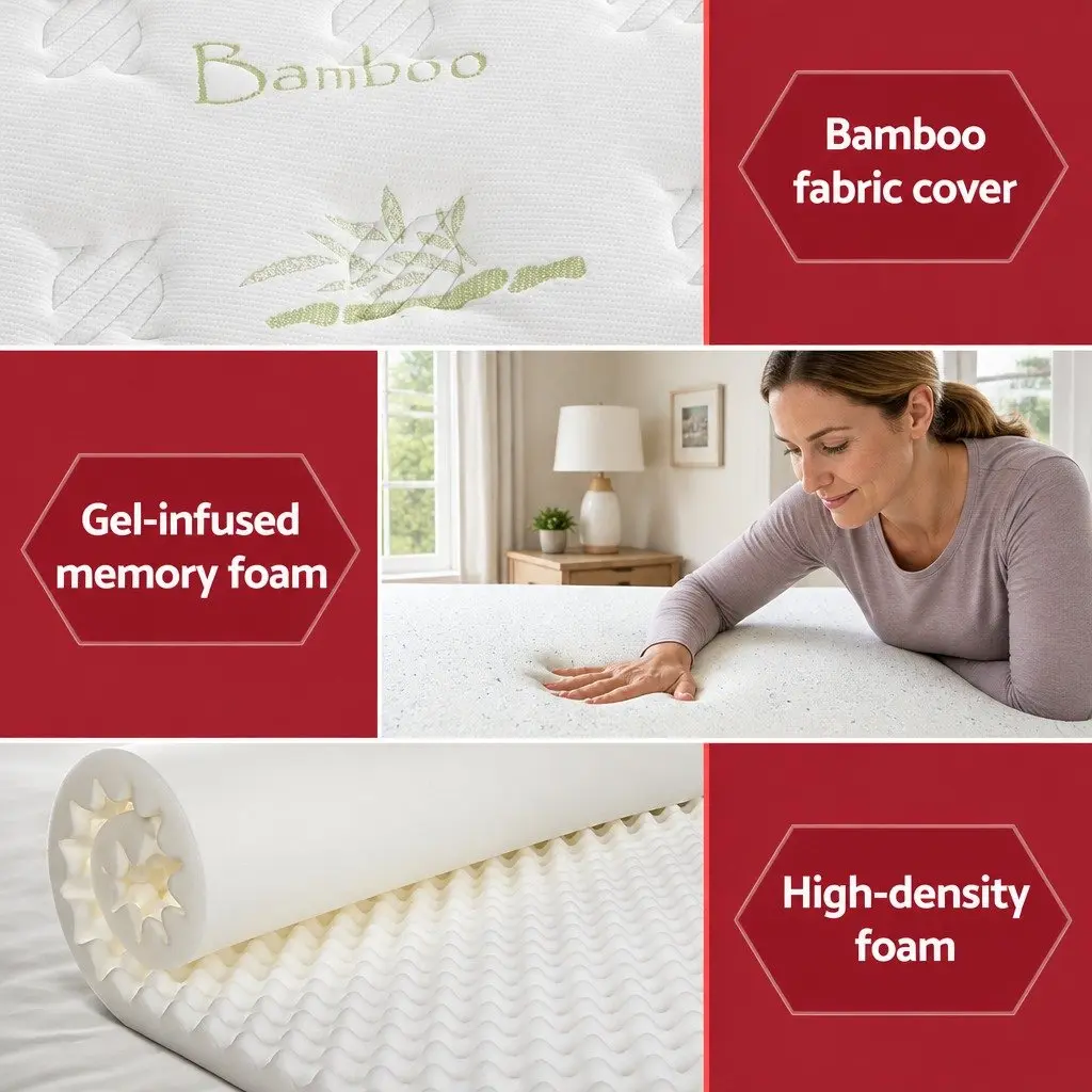 Double Mattress 30cm Cool Gel Foam Pocket Spring Grey Medium Firmness