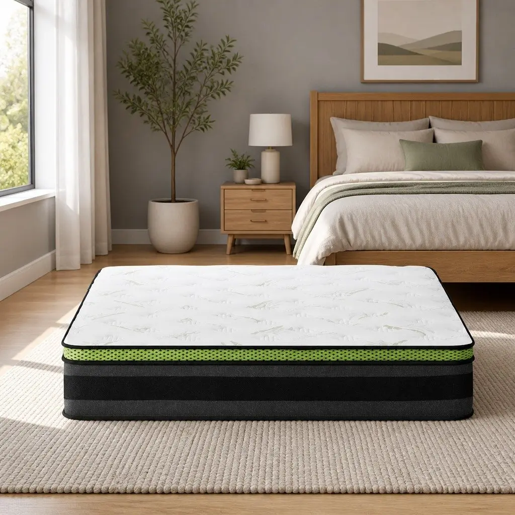 Queen Mattress Grey 30cm Cool Gel Foam Pocket Spring Medium Firm