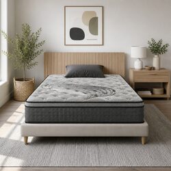 Single Mattress 34cm Medium-Firm Pocket Spring Euro Top Bamboo Charcoal Grey