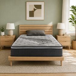 King Single Mattress 34cm Medium-Firm Euro Top Pocket Spring Bed Grey