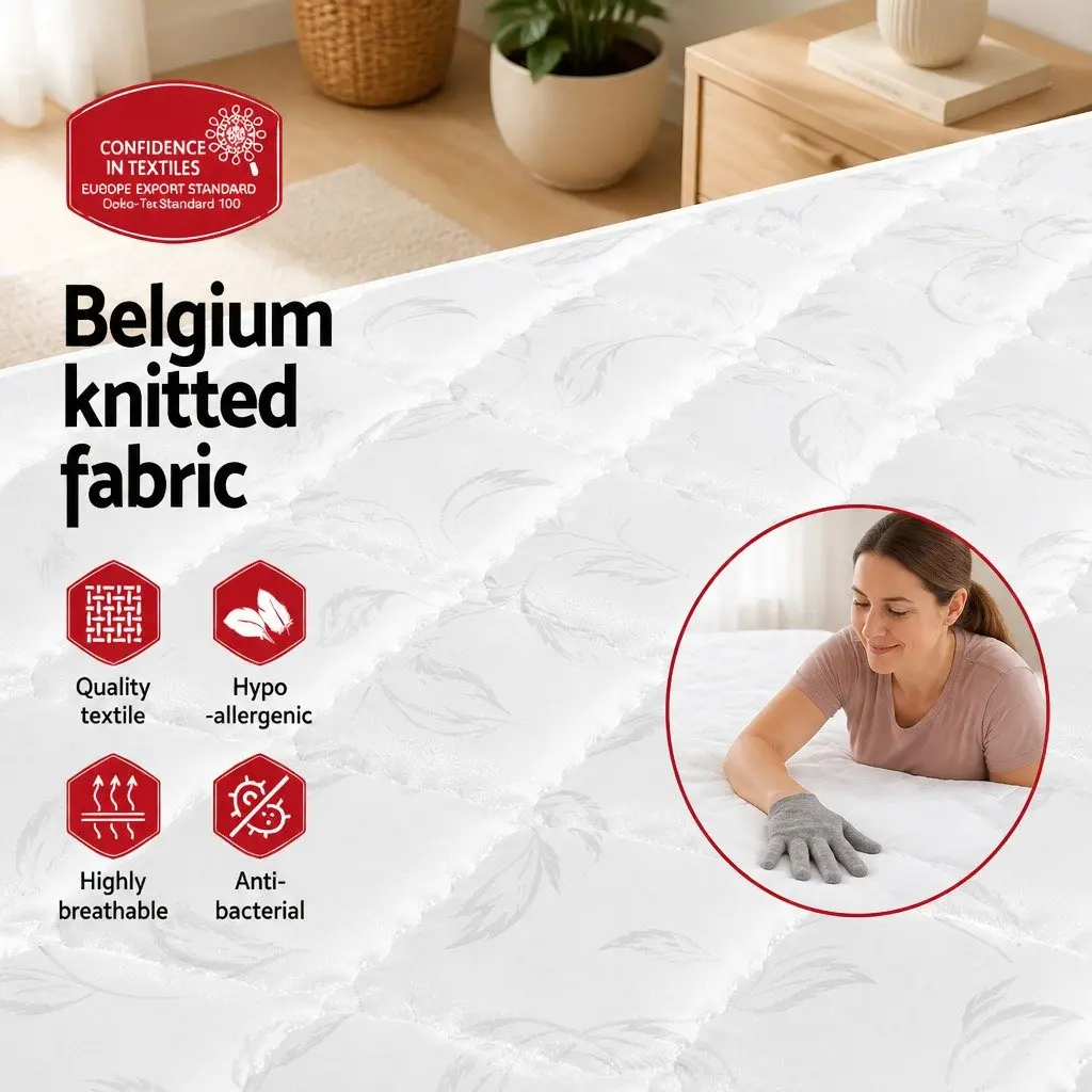 King Single Mattress White 16cm Bonnell Spring Medium Firm Quilted