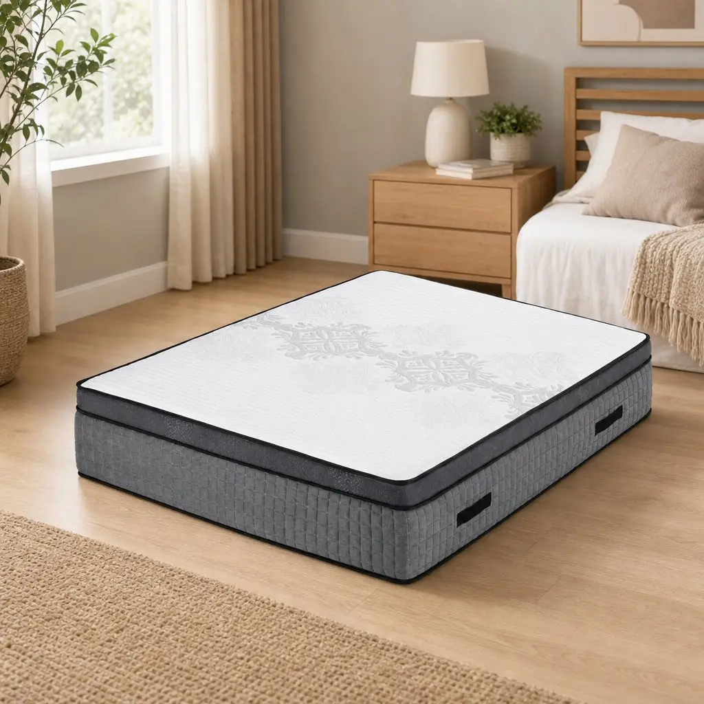 Queen Mattress White and Grey 37cm 4-in-1 Adjustable Firmness Dual Zone Flippable Memory Foam