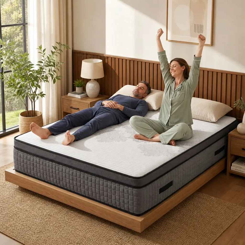 Queen Mattress White and Grey 37cm 4-in-1 Adjustable Firmness Dual Zone Flippable Memory Foam