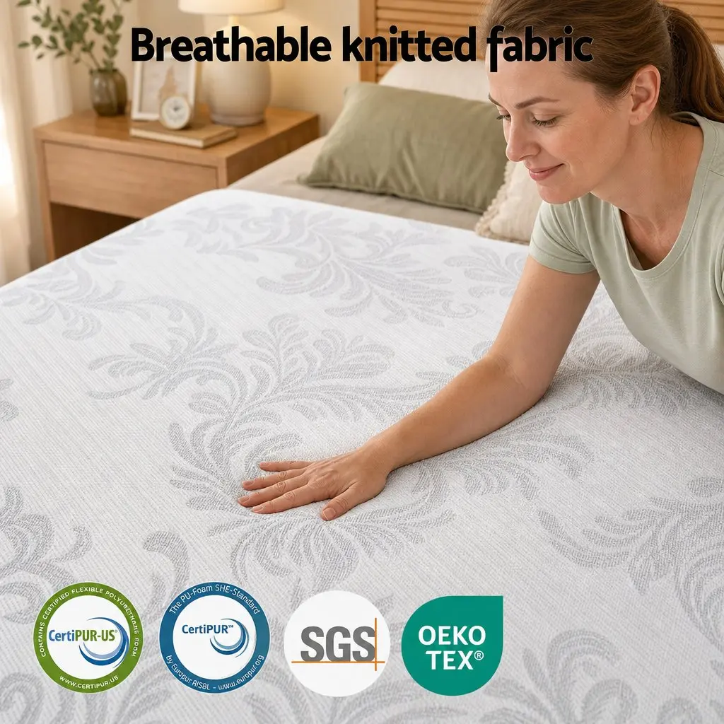 Queen Mattress White and Grey 37cm 4-in-1 Adjustable Firmness Dual Zone Flippable Memory Foam