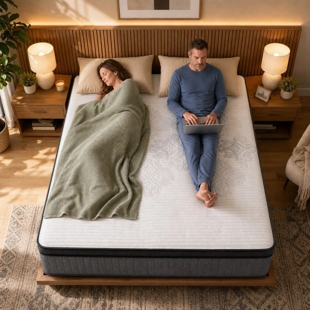 Queen Mattress White and Grey 37cm 4-in-1 Adjustable Firmness Dual Zone Flippable Memory Foam