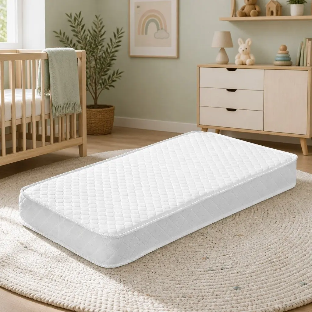 Baby Cot Mattress White Medium Firm Double Sided Breathable