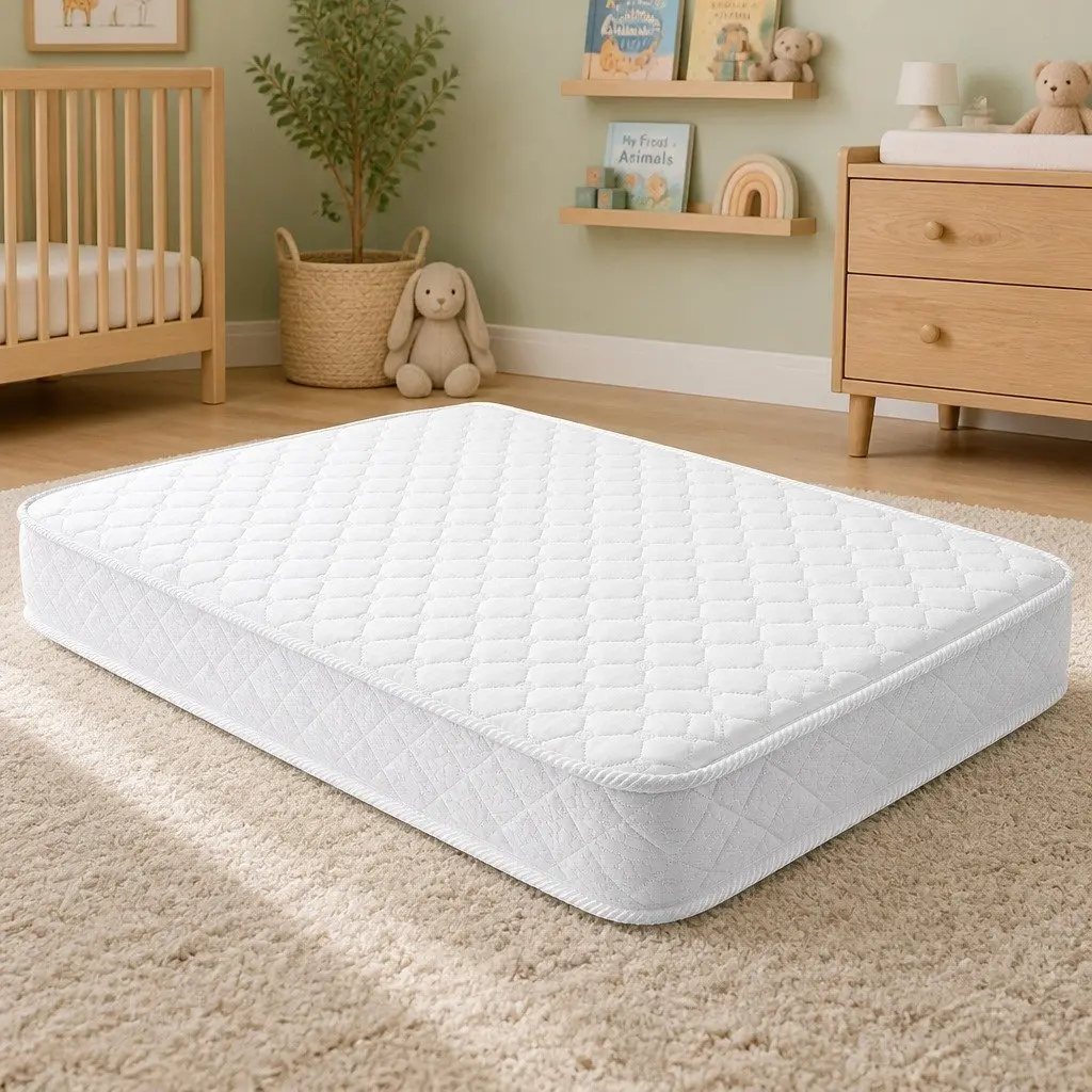 Baby Cot Mattress White Medium Firm Double Sided Breathable