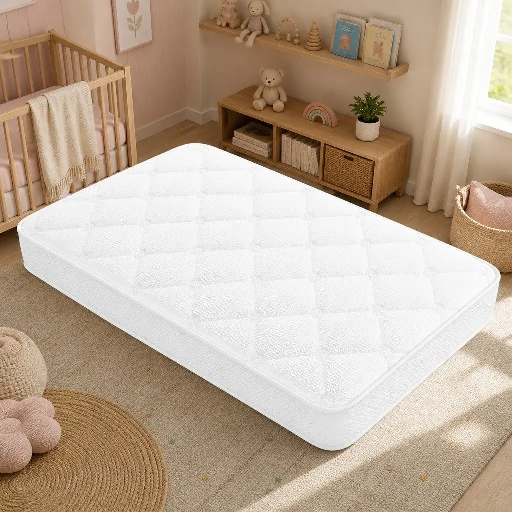 Baby Cot Mattress White Medium Firm Double Sided Breathable