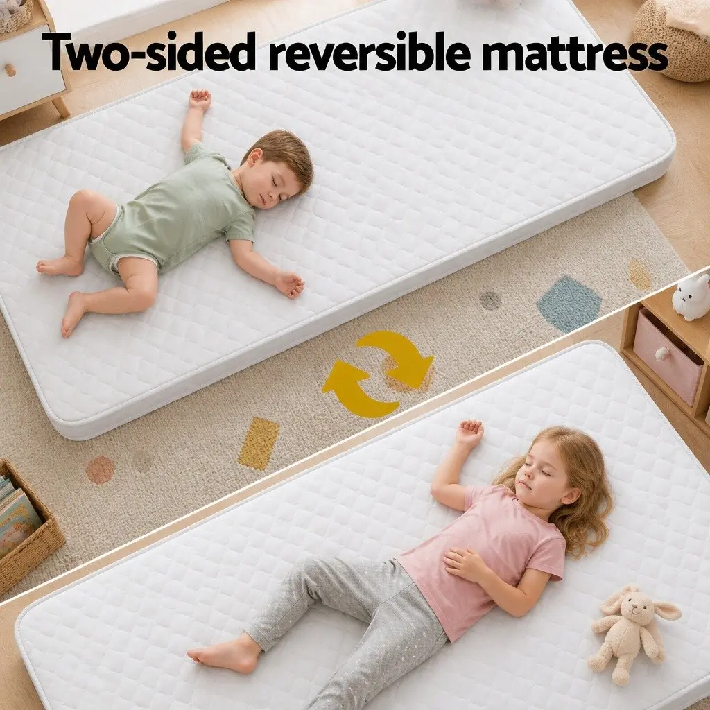 Baby Cot Mattress White Medium Firm Double Sided Breathable