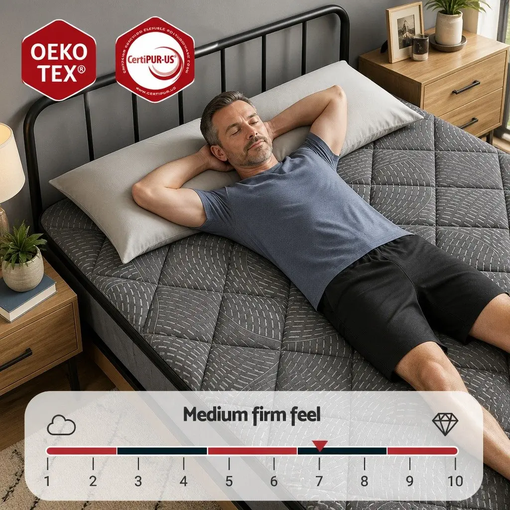 Queen Mattress Black 25cm Pocket Spring Latex Euro Top Medium Firm Support