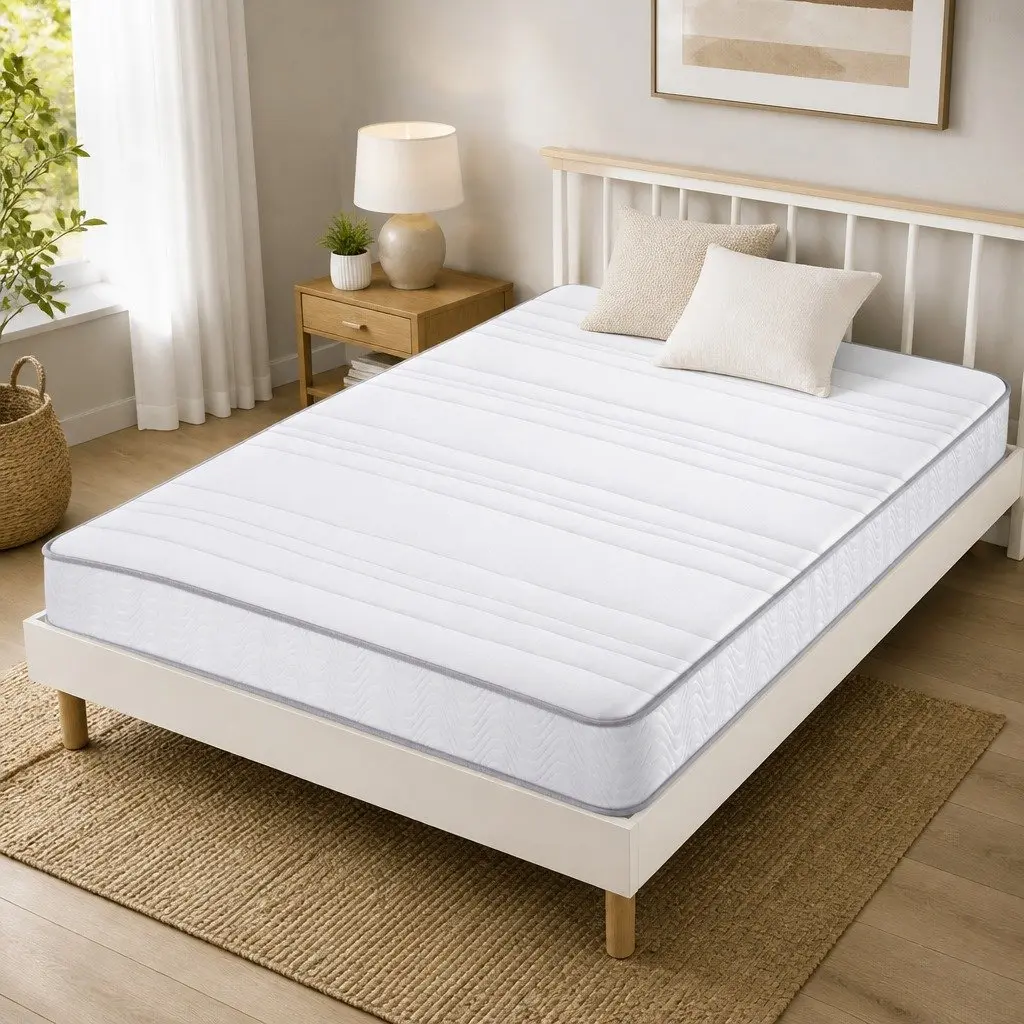 Double Mattress White 20cm Medium Firm Egg-Crate Foam Pocket Spring Support