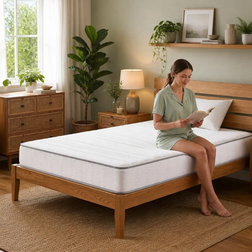 Single Mattress White 90cm x 190cm 20cm Medium Firm Egg-Crate Foam Pocket Spring Tight Top