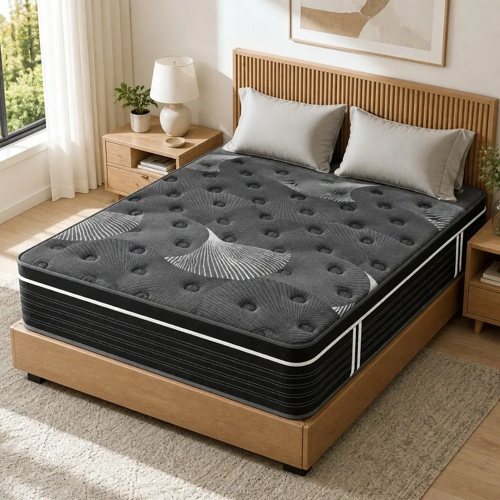 King Mattress Black 35cm Euro Top Medium Firm Pocket Spring Memory Foam