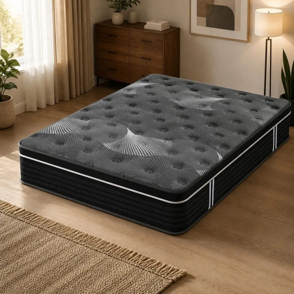 King Mattress Black 35cm Euro Top Medium Firm Pocket Spring Memory Foam