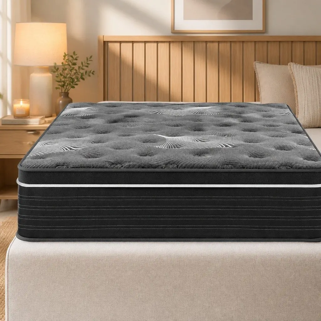 King Mattress Black 35cm Euro Top Medium Firm Pocket Spring Memory Foam