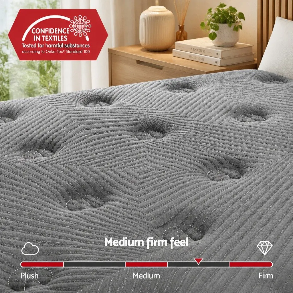King Mattress Black 35cm Euro Top Medium Firm Pocket Spring Memory Foam