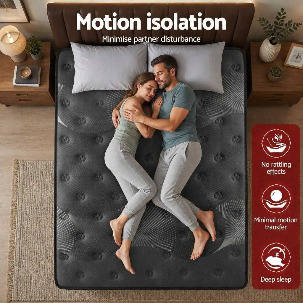 King Mattress Black 35cm Euro Top Medium Firm Pocket Spring Memory Foam