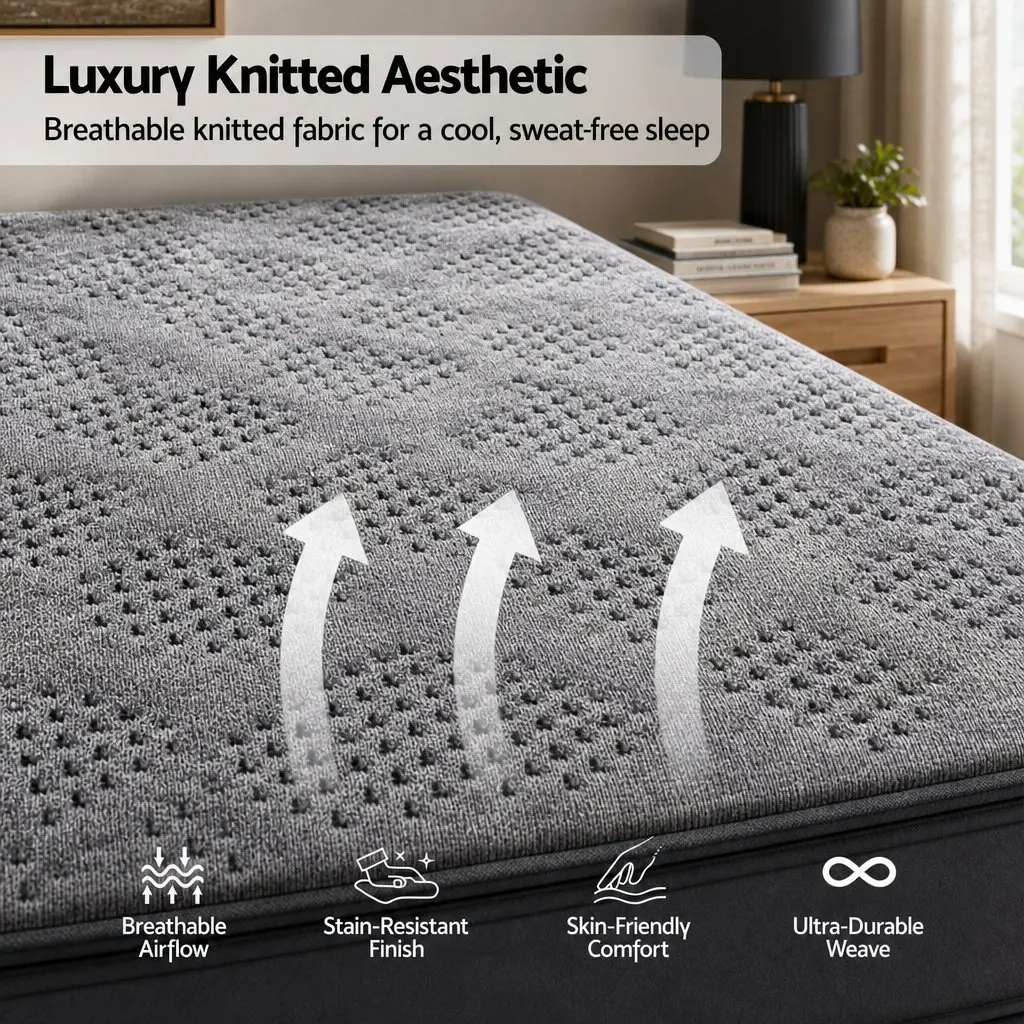 King Size Mattress Dark Grey 26cm Firm Pocket Spring Dual Edge Support