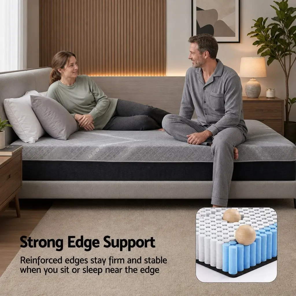 King Size Mattress Dark Grey 26cm Firm Pocket Spring Dual Edge Support
