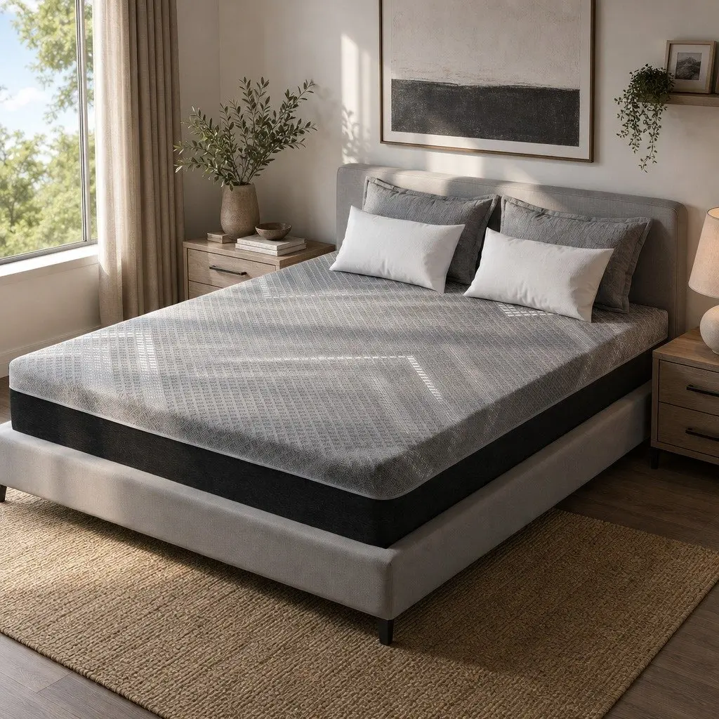 Queen Mattress Dark Grey 26cm Firm Pocket Spring Dual Edge Support Breathable