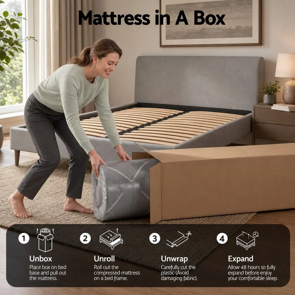 Queen Mattress Dark Grey 26cm Firm Pocket Spring Dual Edge Support Breathable