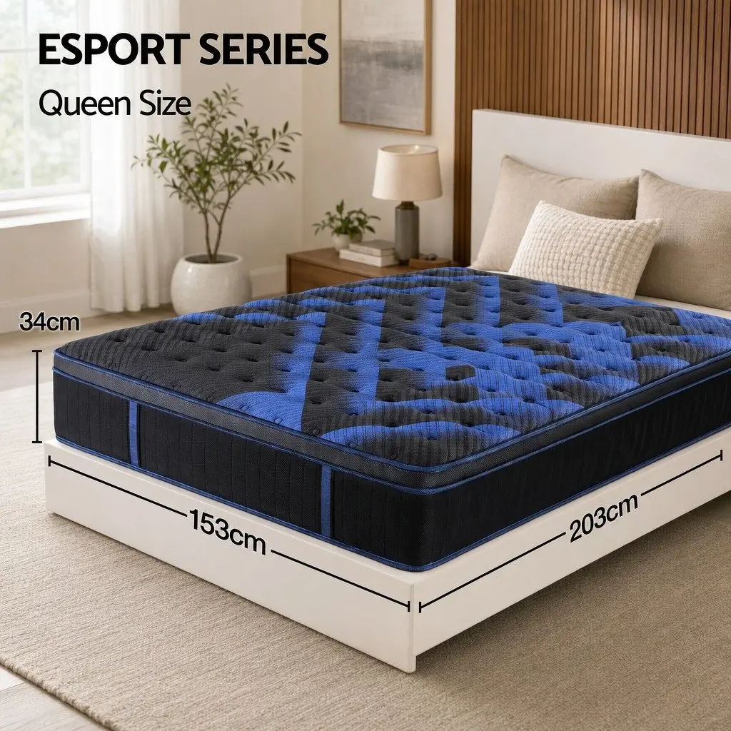 Queen Hybrid Mattress 34cm Cooling Gel Memory Foam Pocket Spring Support Medium
