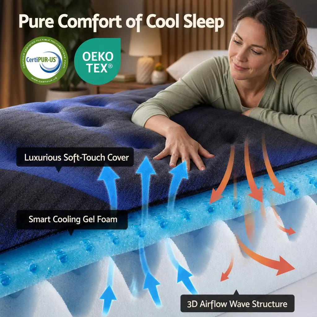 Queen Hybrid Mattress 34cm Cooling Gel Memory Foam Pocket Spring Support Medium