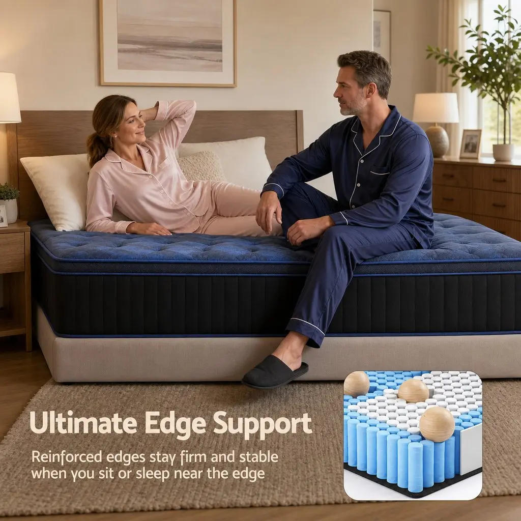 Queen Hybrid Mattress 34cm Cooling Gel Memory Foam Pocket Spring Support Medium