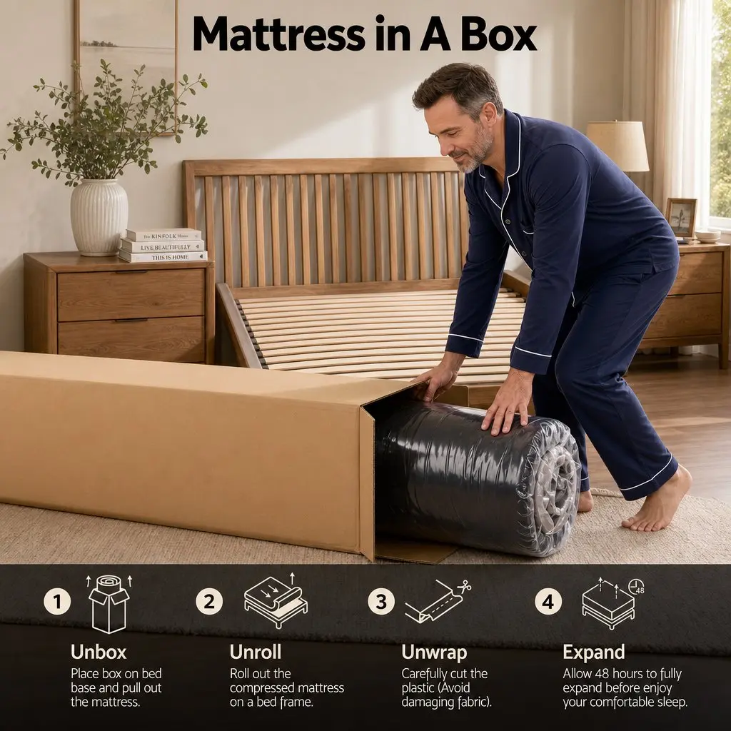 Single Mattress Black Blue 34cm Cooling Gel Memory Foam Pocket Spring Medium Firm